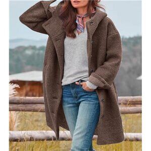 Women's Winter Single Breasted Long Wool Coat Coffee